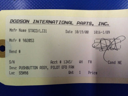 Switch - Pilot EFD Fan NOS P/N 982053 (1216-95)