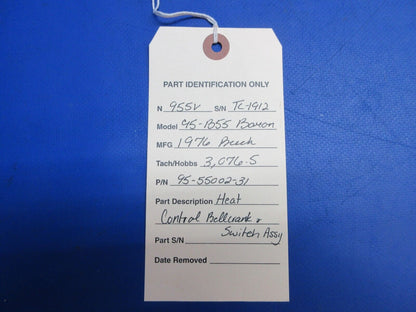Beech 95-B55 Baron Heat Control Bellcrank & Switch P/N 95-55002-31 (0623-732)
