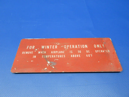 Piper PA22 Tri-Pacer Winterization Plate P/N 14793-000 (0224-1197)