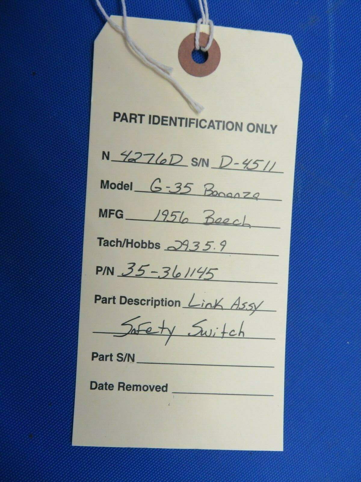 Beech G35 Bonanza Link Assy Safety Switch P/N 35-361145 (1120-100)