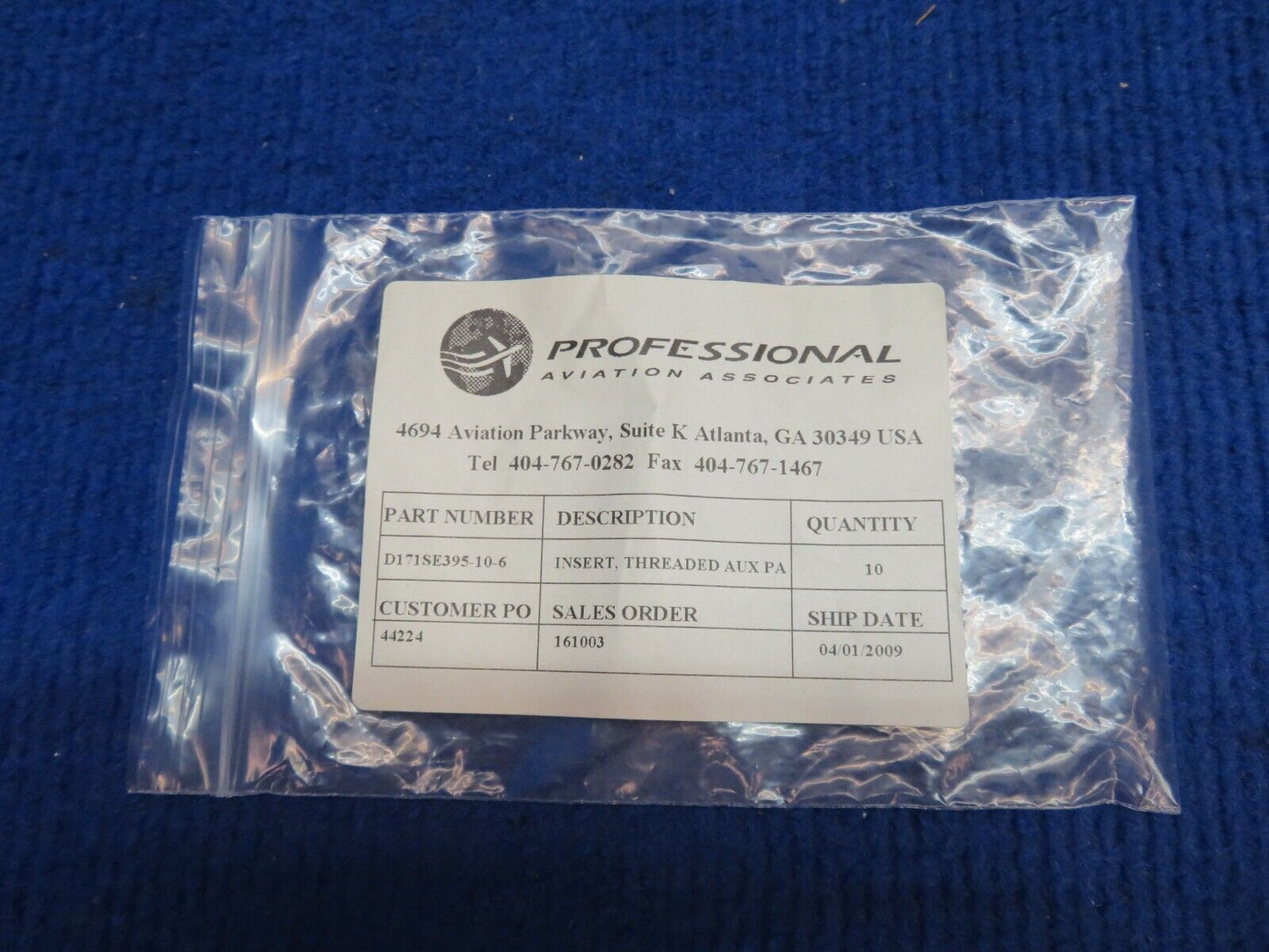 Threaded Insert P/N D171SE395-10-6 LOT OF 8 NOS (0622-427)