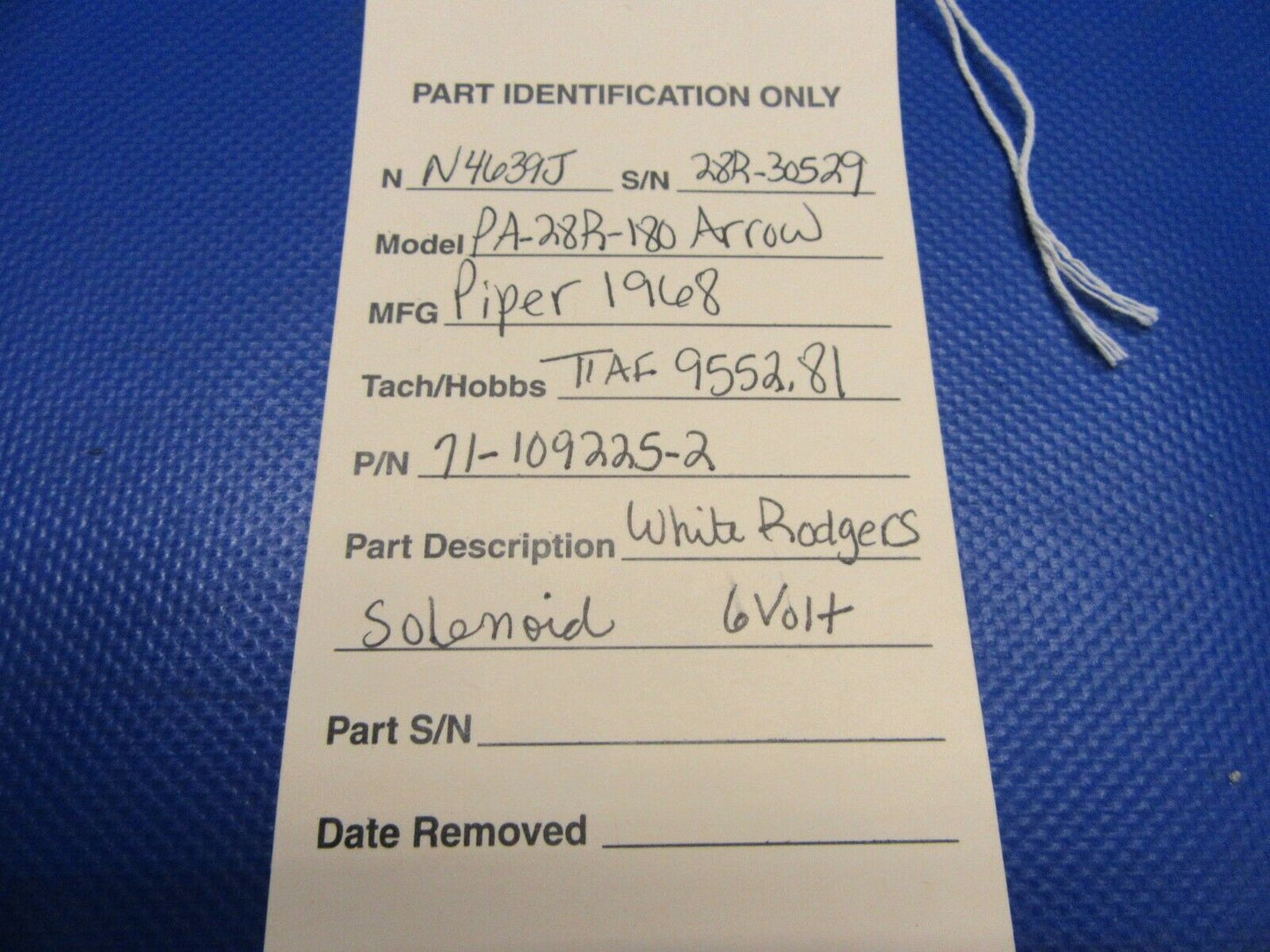 Piper Arrow White Rodgers Solenoid 6 Volts P/N 71-109225-2 (0621-529)