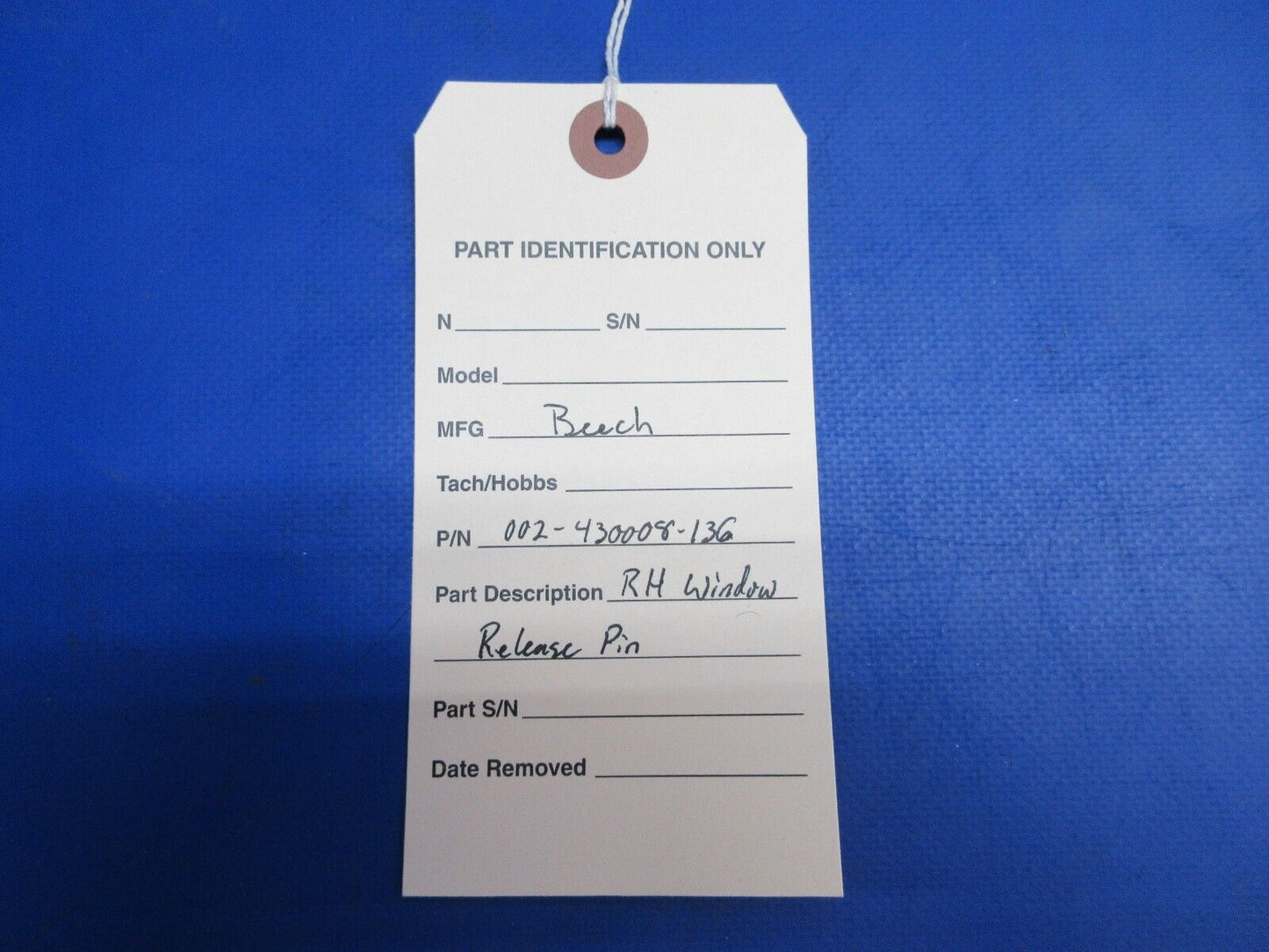 Beech RH Window Release Pin P/N 002-430008-136 (0523-1105)