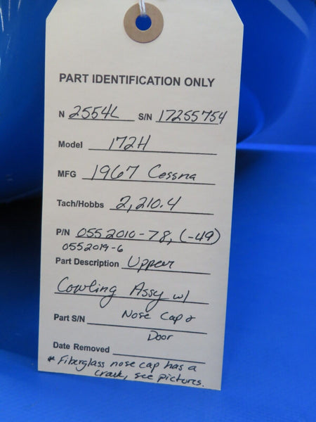 Cessna 172 / 172H Upper Cowling Assy w/ Nose Cap & Door PN 0552010-78 (1023-444)