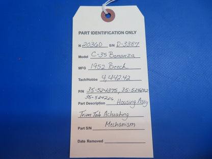 Beech C-35 Bonanza Housing Trim Tab Actuating Mechanism P/N 35-524375 (1222-500)