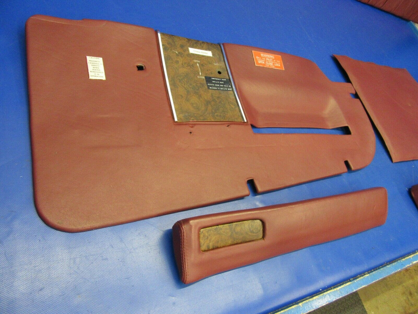 Beech Baron 58P Interior Side Panel Set - Maroon Leather - Burn Cert. (0420-208)