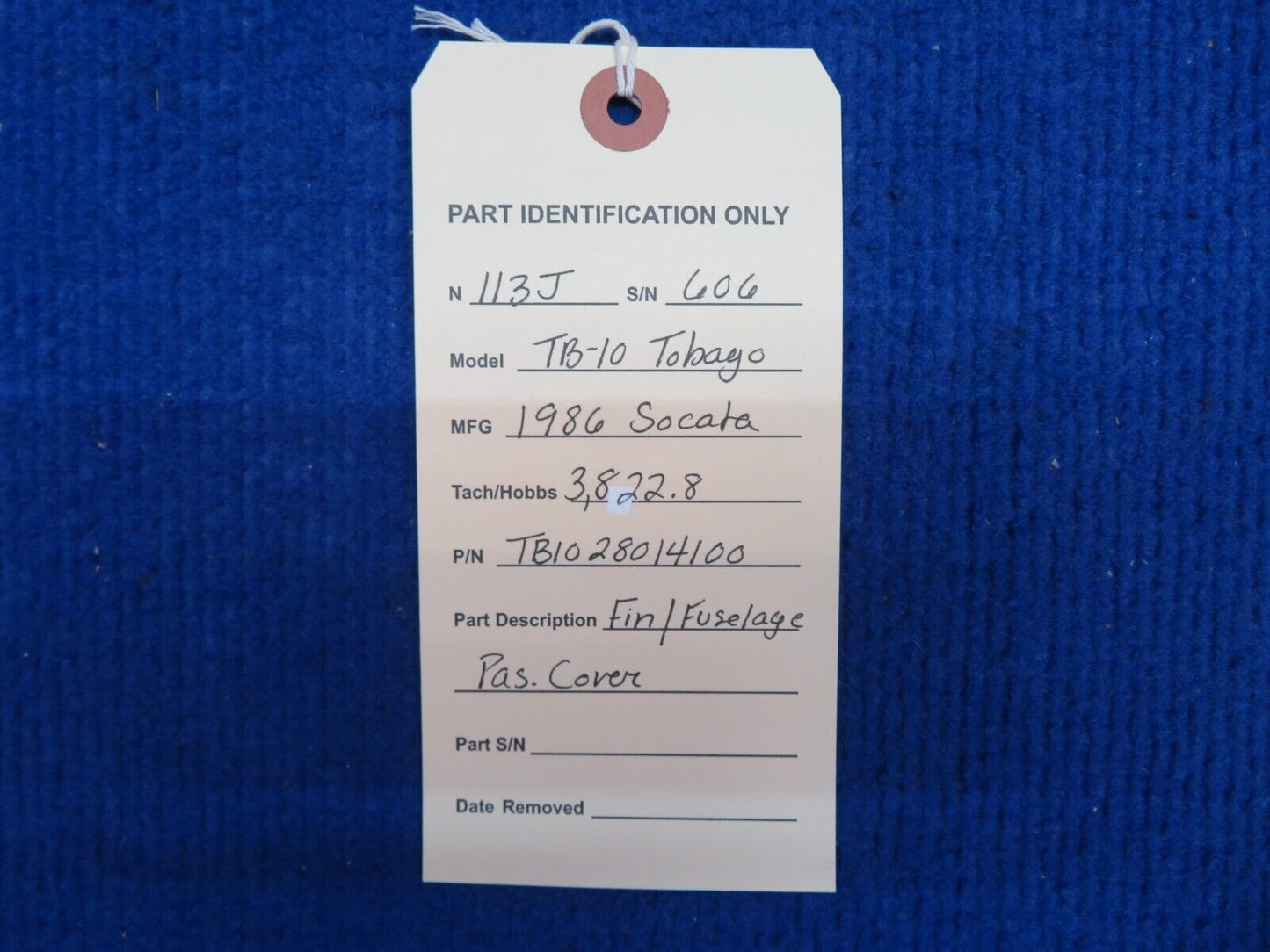 Socata TB-10 Fin Fuselage Pas. Cover P/N 28014100 (0622-882)