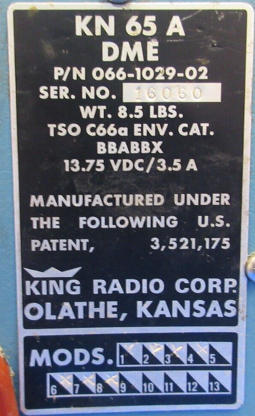 King KN65A Remote DME P/N 066-1029-02 CORE (1023-1043)