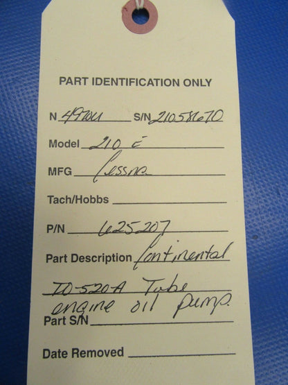 Continental IO-520-A Tube Engine Oil Pump P/N 625207 (1118-233)