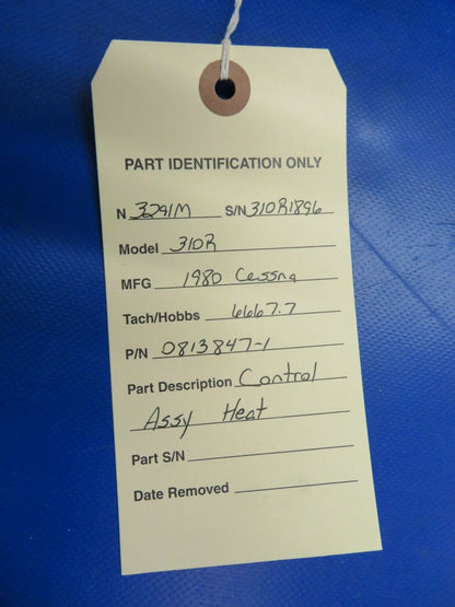 Cessna 310 / 310R Control Assy Heat P/N 0813847-1 (0520-107)