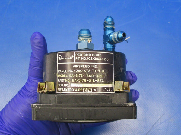 Beech Baron 58P Edo-Aire Airspeed Indicator P/N 102-380002-31 (0218-176)