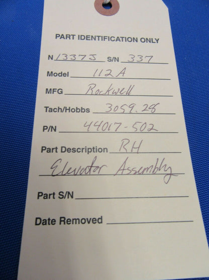 Rockwell Commander 112A RH Elevator P/N 44017-502 (0920-205)
