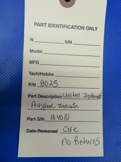 United Instruments Air Speed Indicator P/N 8025 CORE (0421-458)