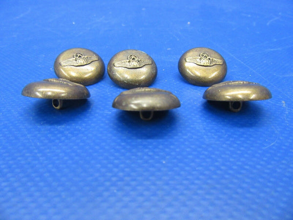 Master Sargent Aircraft Brass Upholstery Buttons LOT OF 6 (0318-55)