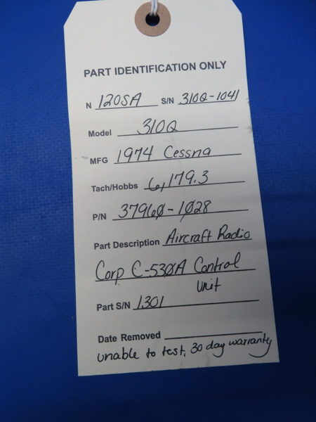 Cessna 310Q Aircraft Radio Corp. C-530A Control Unit P/N 37960-1028 (0723-337)