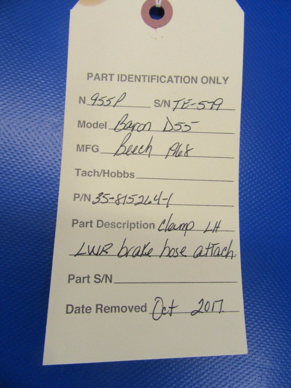 Beech Baron Clamp LH LWR Brake Hose Attach P/N 35-815264-1 (1017-132)