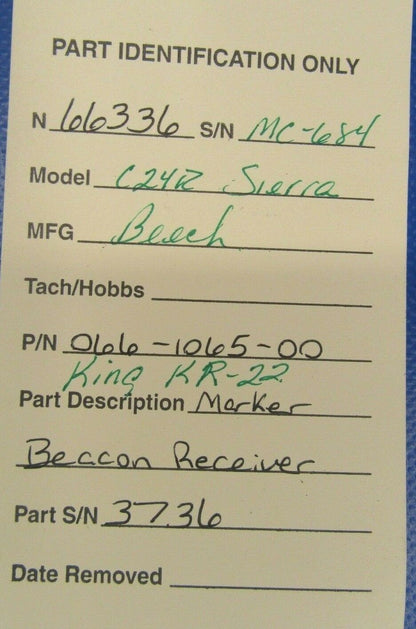 King KR-22 Marker Beacon Receiver 066-1065-00 (0119-343)
