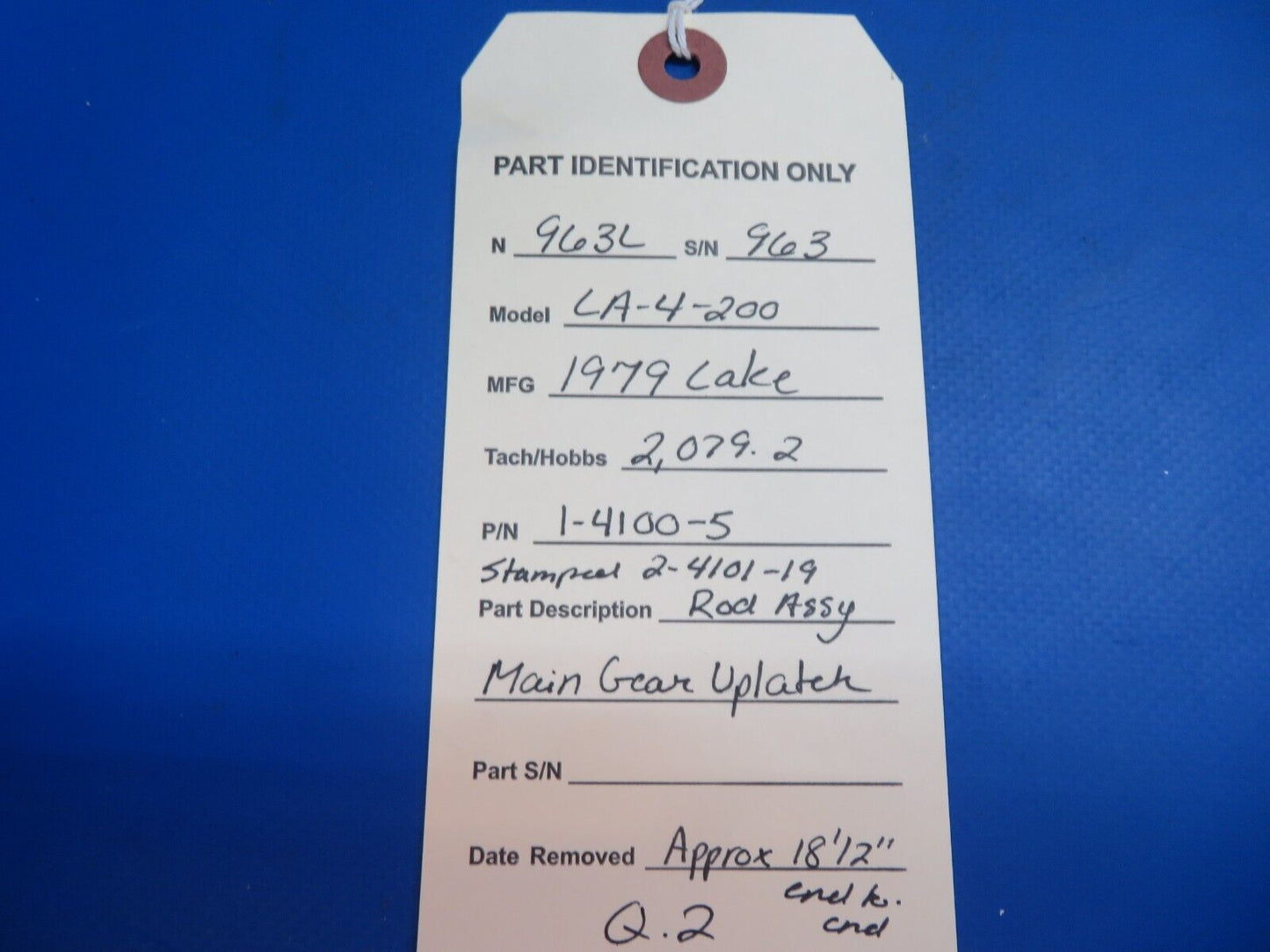 Lake LA-4-200 Rod Assy Main Gear Uplatch P/N 1-4100-5 (1222-950)