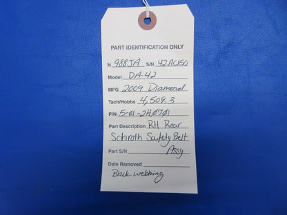 Diamond DA-42 RH Rear Schroth Safety Belt Assy P/N 5-01-2H0701 (0623-139)