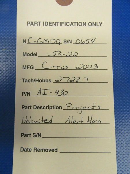 Cirrus SR-22 Projects Unlimited Alert Horn P/N AI-430 (1019-316)