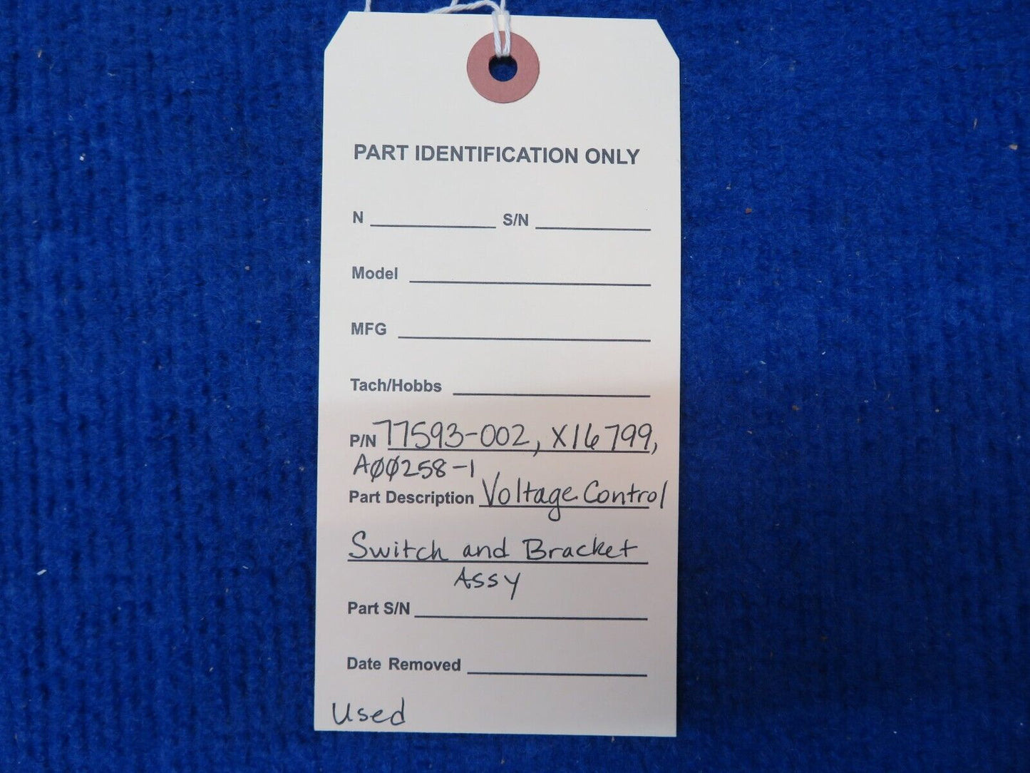 Piper Voltage Control Switch and Bracket Assy P/N 77593-002 (0522-829)
