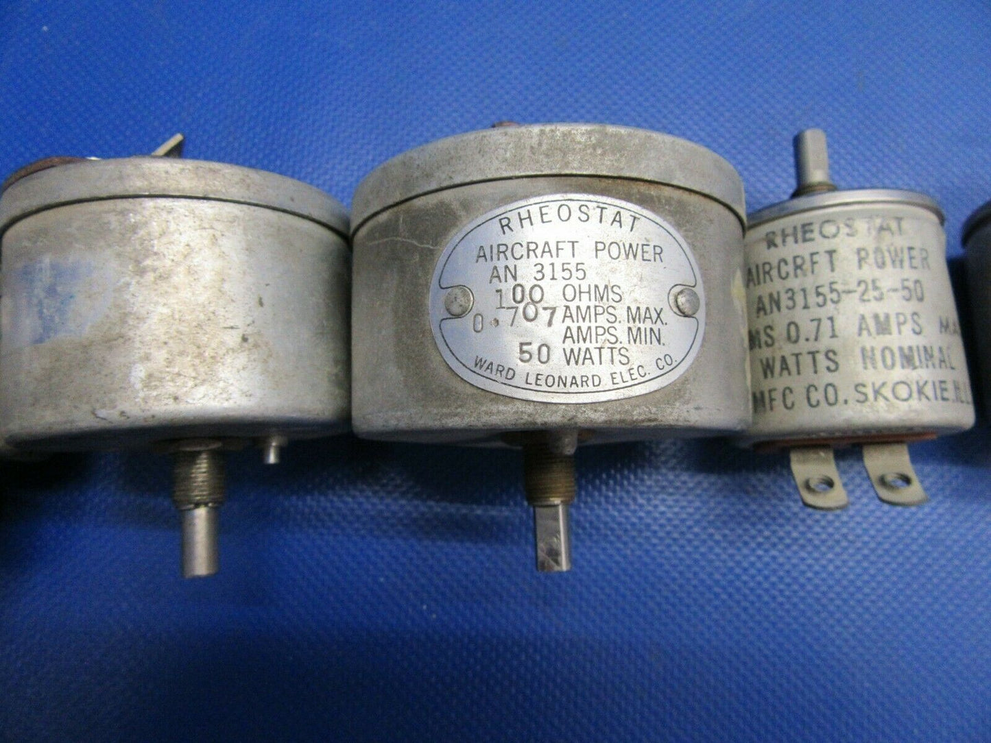 Rheostat Assorted Amps LOT OF 7 P/N AN3155, AN3155-25-50, AN3155-50-50 (0821-494