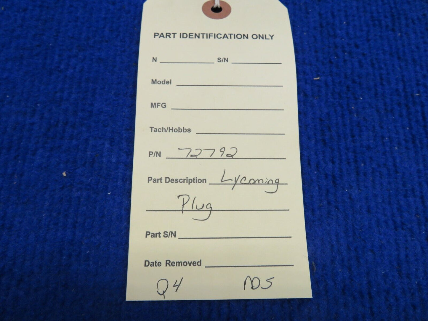 Lycoming Plug P/N 72792 NOS (0222-429)