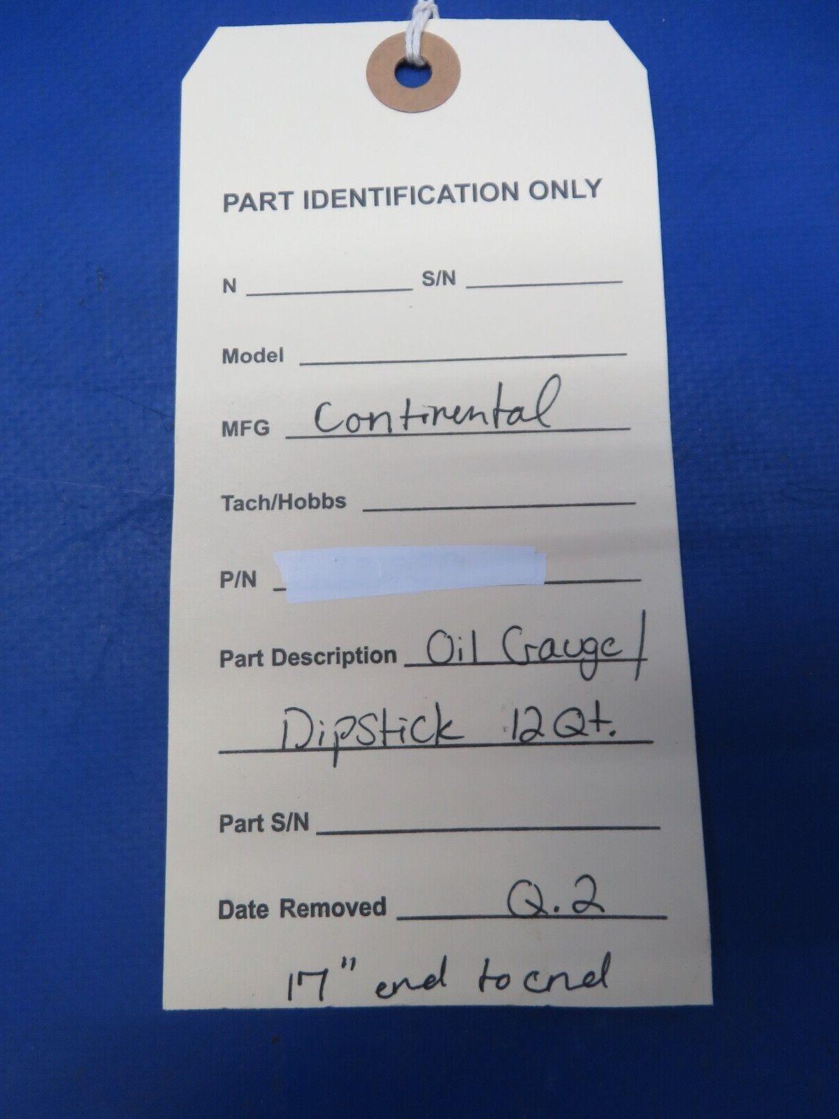 Continental Oil Gauge / Dipstick 12 Qt. 17" end to end (1023-474)