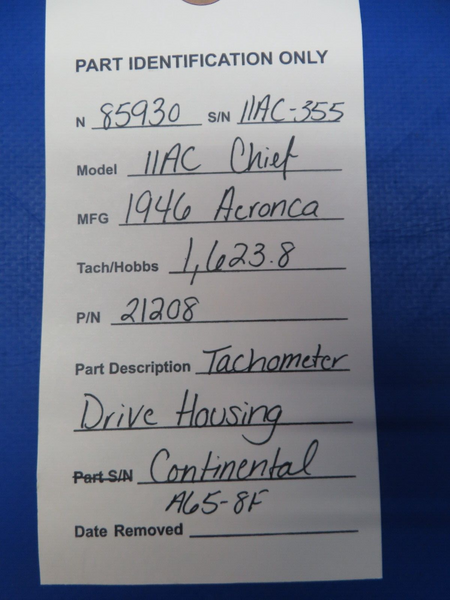 Continental A62-8F Tachometer Drive Housing P/N 21208 (0723-404)