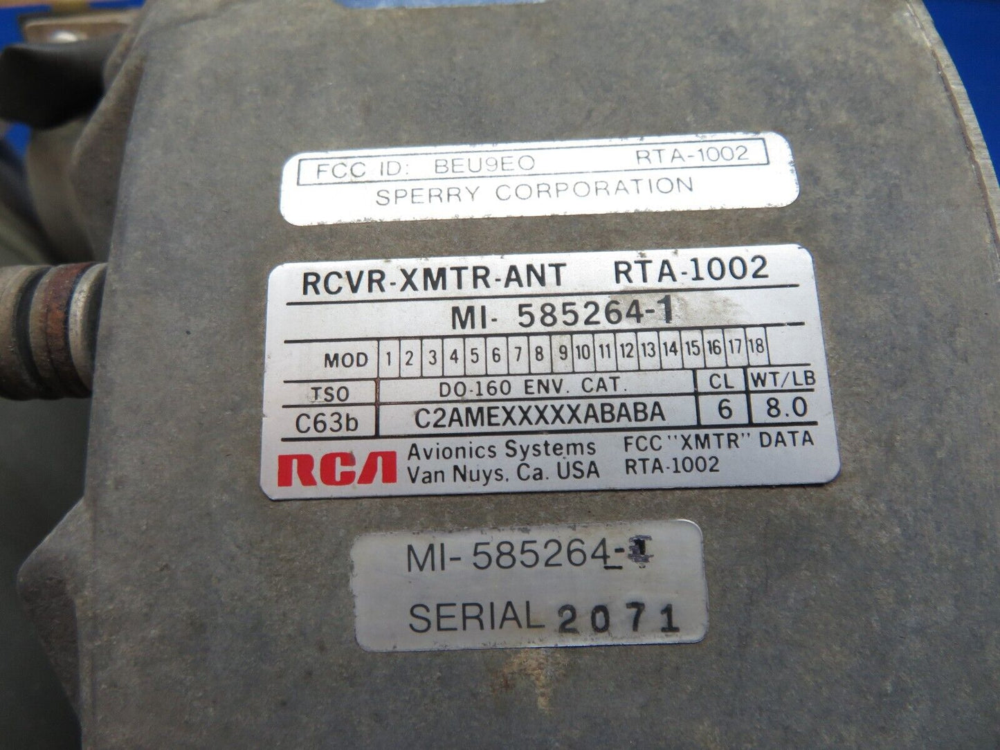 Cessna 310 RCA Sperry RTA-102 Receiver XMTR Ant. MI-585264-1 FOR PART (1123-295)