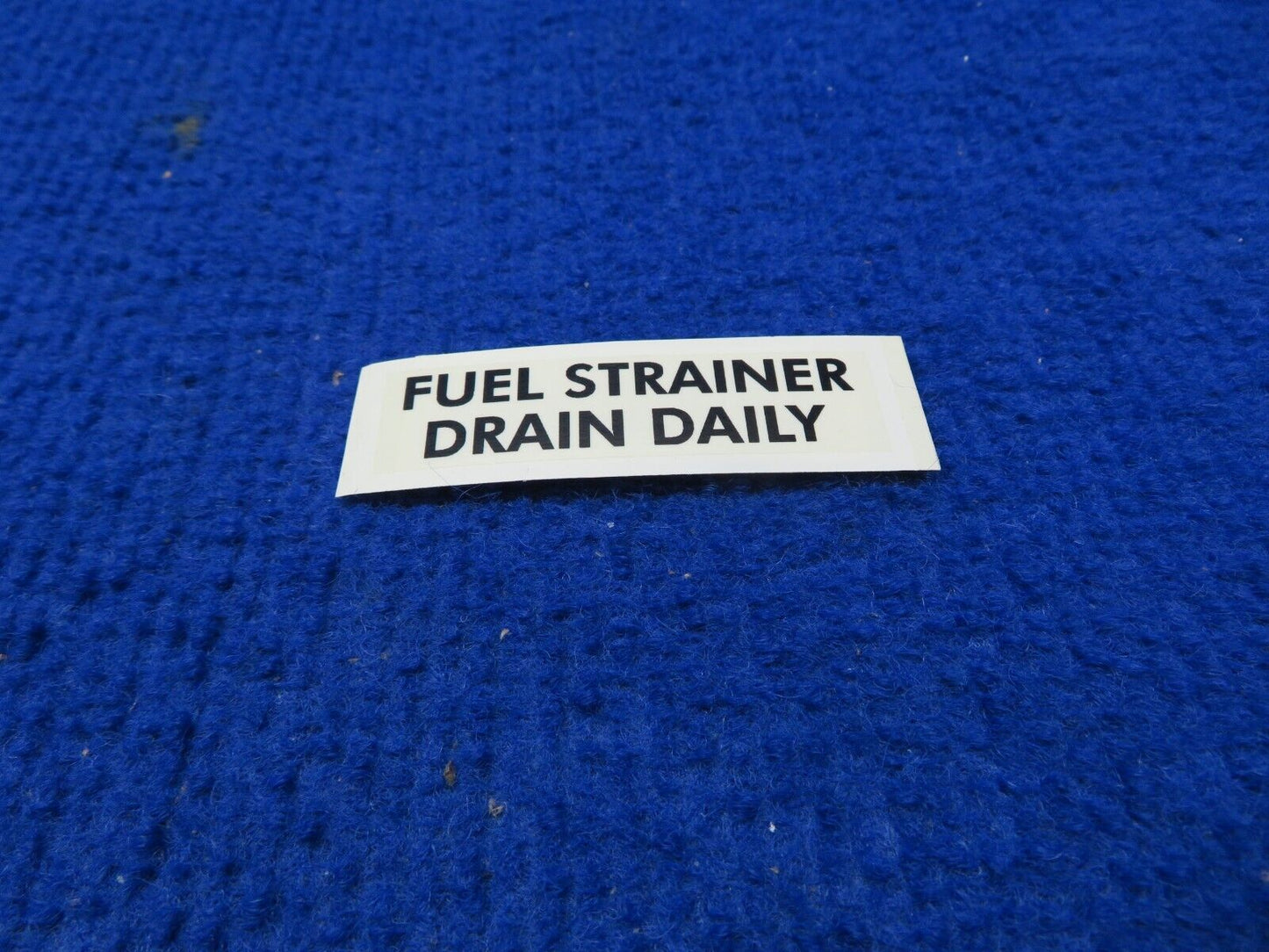Beech Fuel Strainer Placard P/N 95-921014-3 NOS w/ 8130 (0622-443)