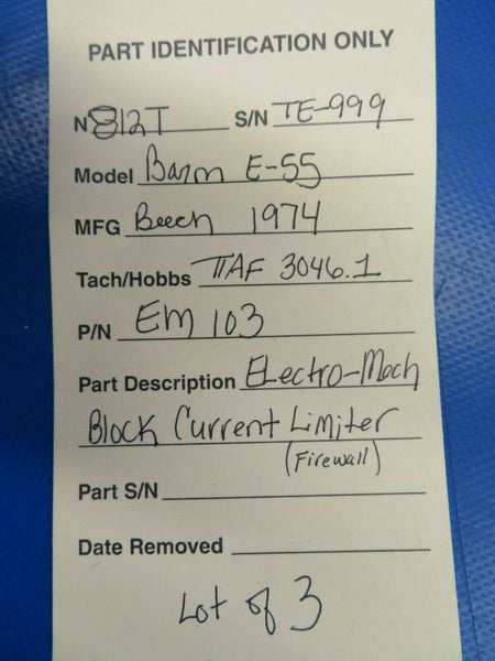 Electro-Mech Block Current Limiter Firewall EM103 LOT OF 3 (0120-37)