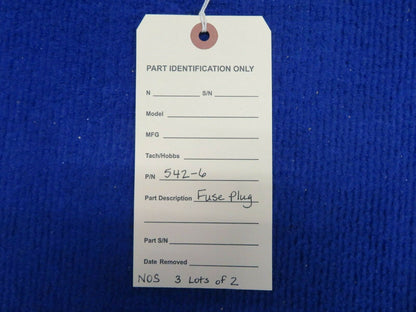 Fuse Plug P/N 542-6 LOT OF 2 NOS (0522-638)