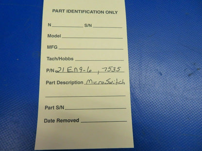 Airplane Landing Gear Micro-Switch 28 Volt P/N 21EN9-6, 7535 (0720-643)