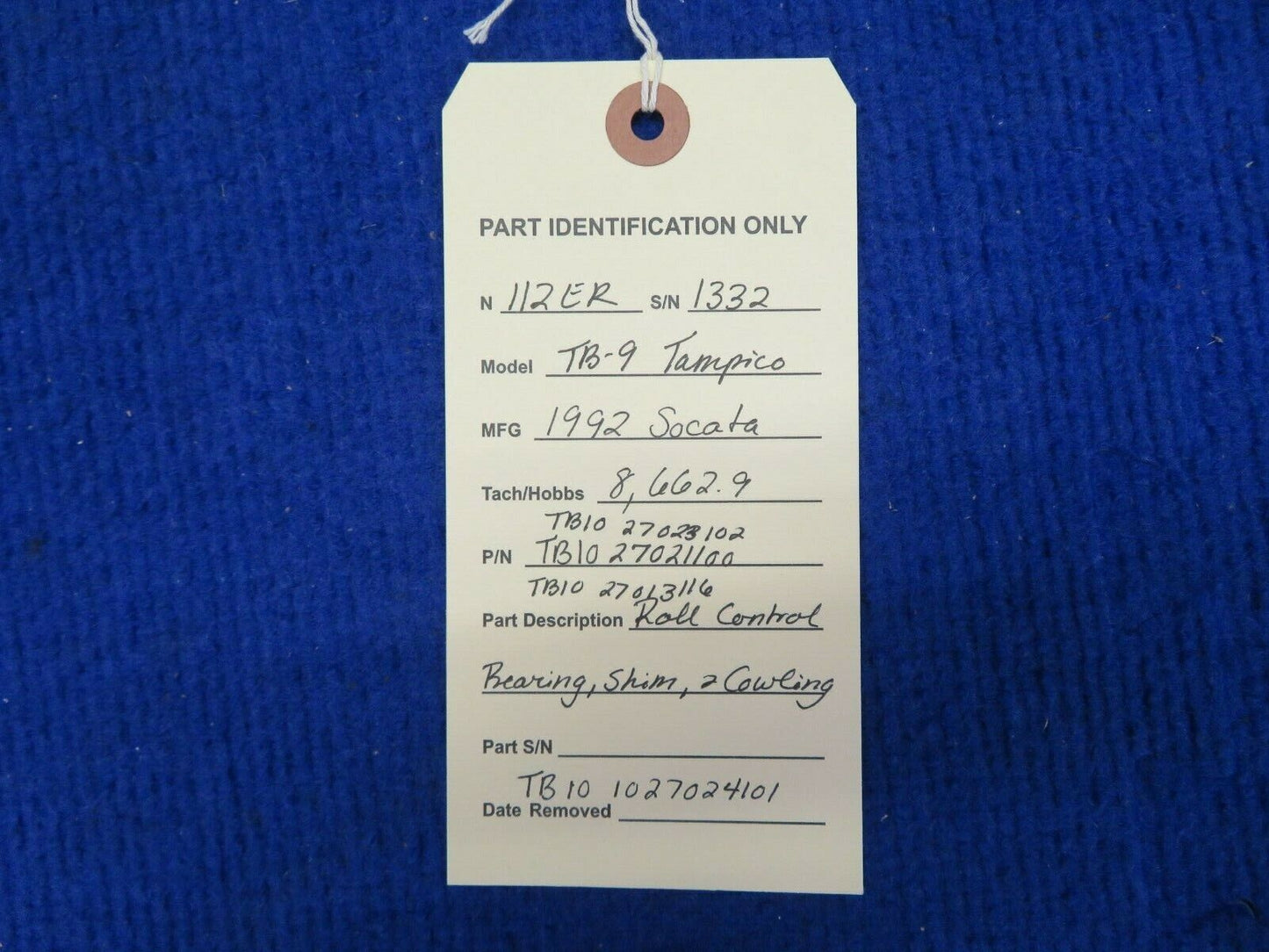 Socata TB-9 Roll Control Bearing, Shim, & Cowling P/N 27023102 (0522-750)