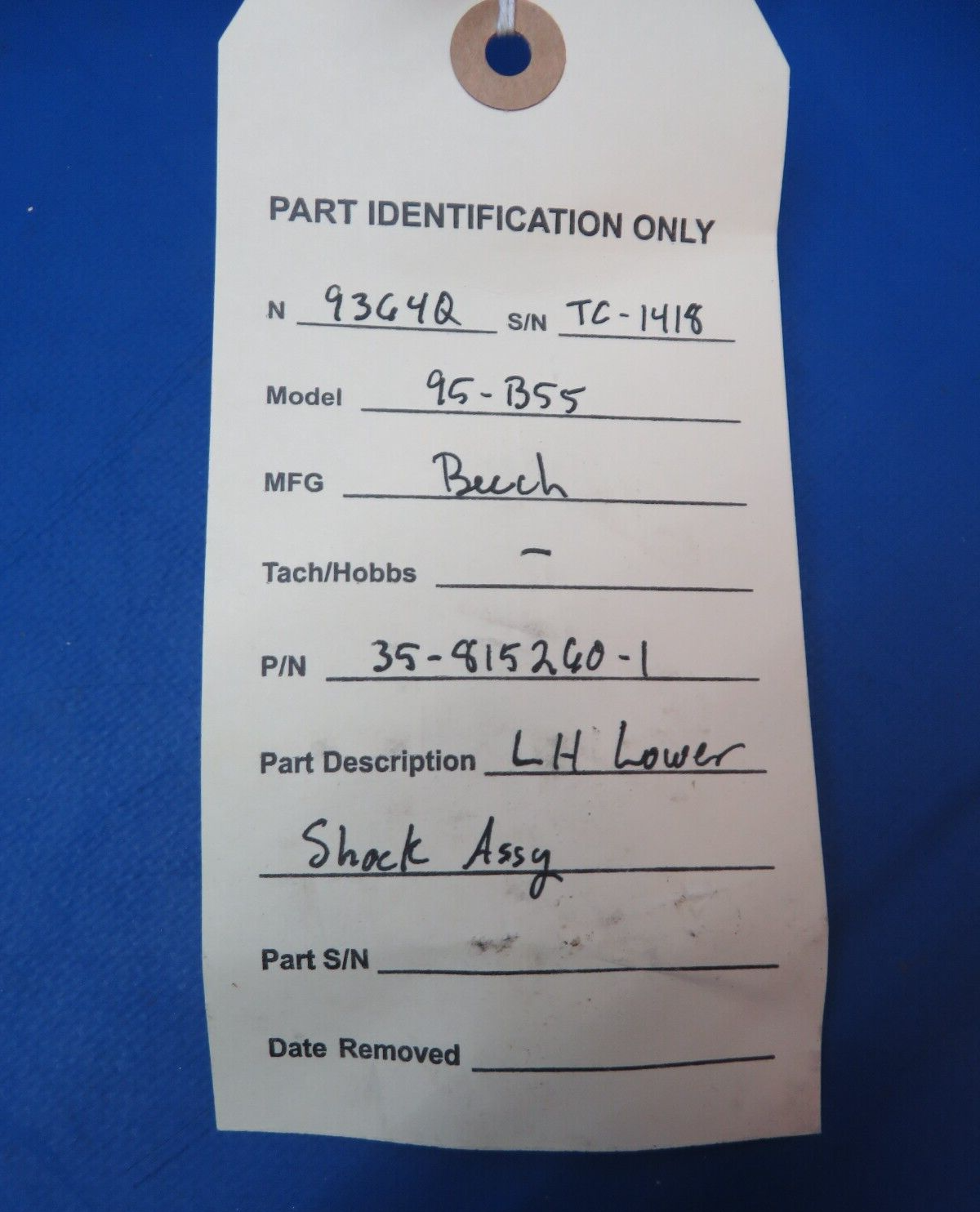 Beech 95-B55 LH Lower Shock Assy Chrome Is Good P/N 35-815260-1 (0923-470)