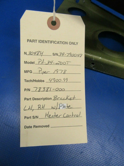 Piper PA-34-200T Heater Control Bracket P/N 78381-00, 78381-000 (1119-406)