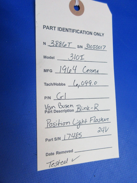 Cessna 310 Van Busen Blink-R Position Light Flasher 24V P/N G1-17485  (1023-831)
