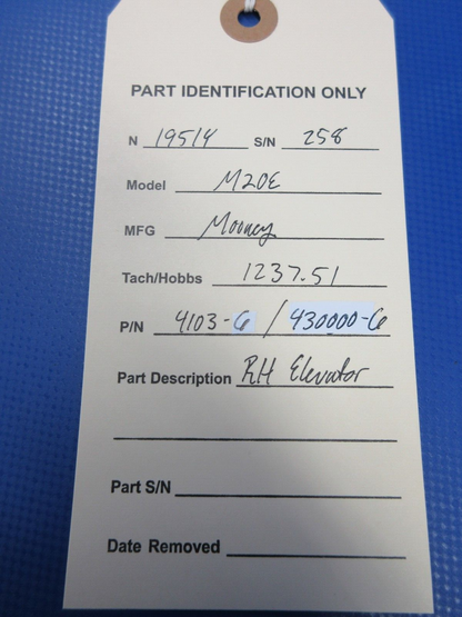 Mooney M20 / M20E RH Elevator P/N 4103-6 / 430000-6 (0124-01)