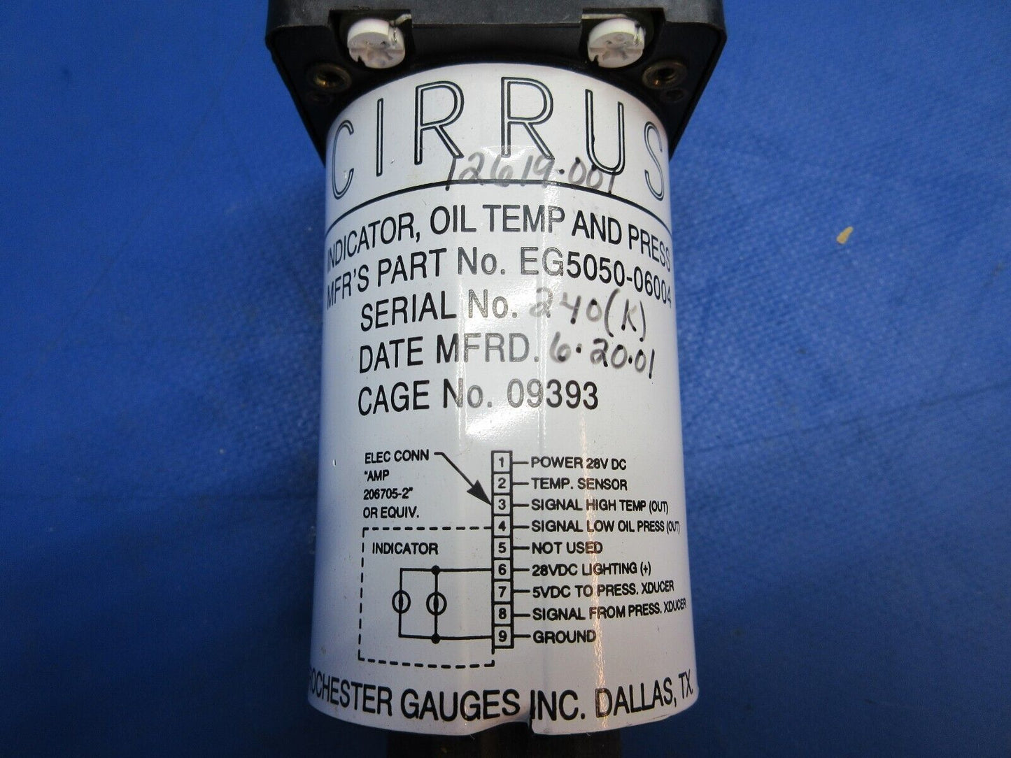 Cirrus SR-22 Rochester Oil Temp & Pressure Ind P/N 12619-001 WARRANTY (0923-929)
