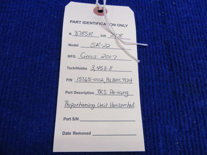 Cirrus SR-22 TKS De-Icing Proportioning Unit Horizontal P/N 15165-002 (0122-313)