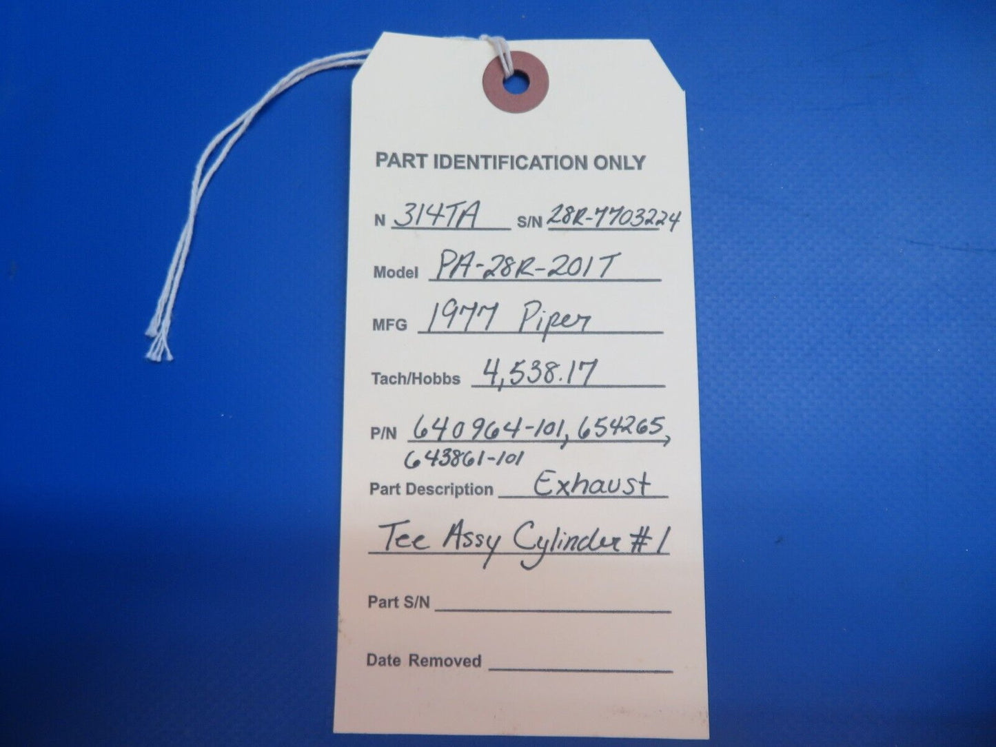 Piper PA-28R-201T Exhaust Tee Assy Cylinder #1 P/N 640964-101 (1122-839)