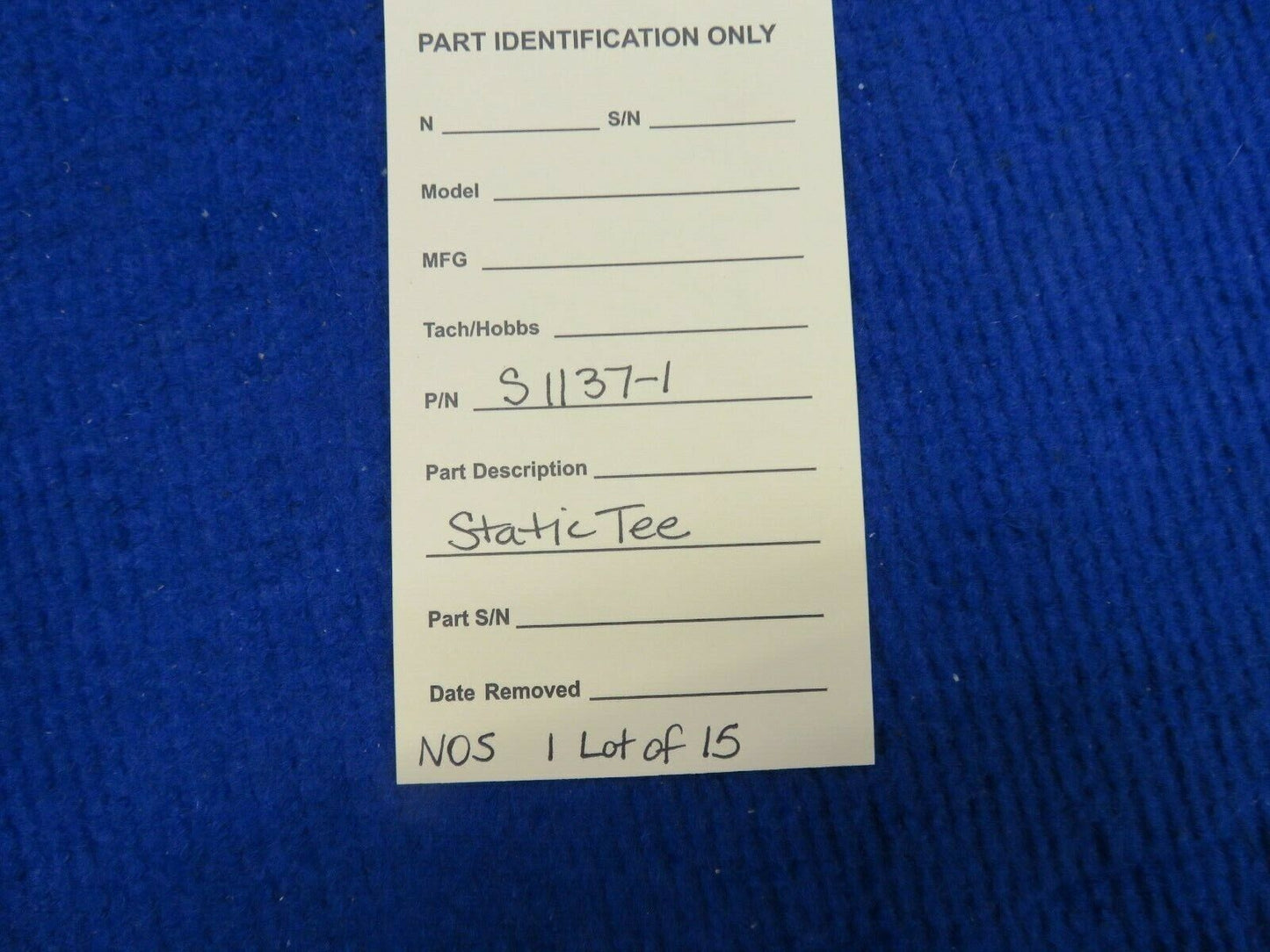 Cessna Static Tee LOT OF 15 P/N S1137-1 NOS w/ 8130 (0522-133)