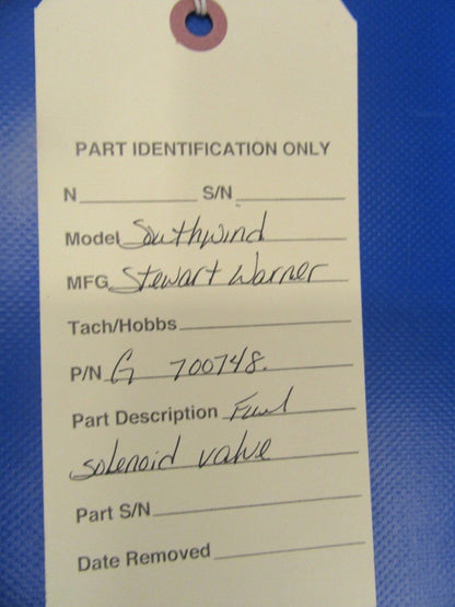 Stewart Warner Southwind Fuel Solenoid Valve 24V P/N G-700748 / Tested (0418-20)