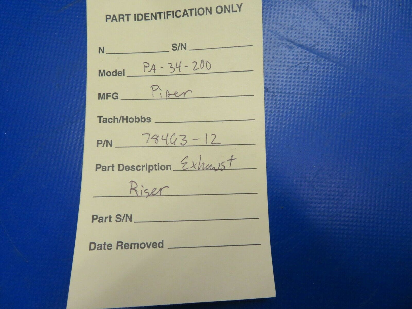 Piper PA-34-200 Exhaust Riser RH INBD P/N 78463-12, 78463-012 (0720-706)