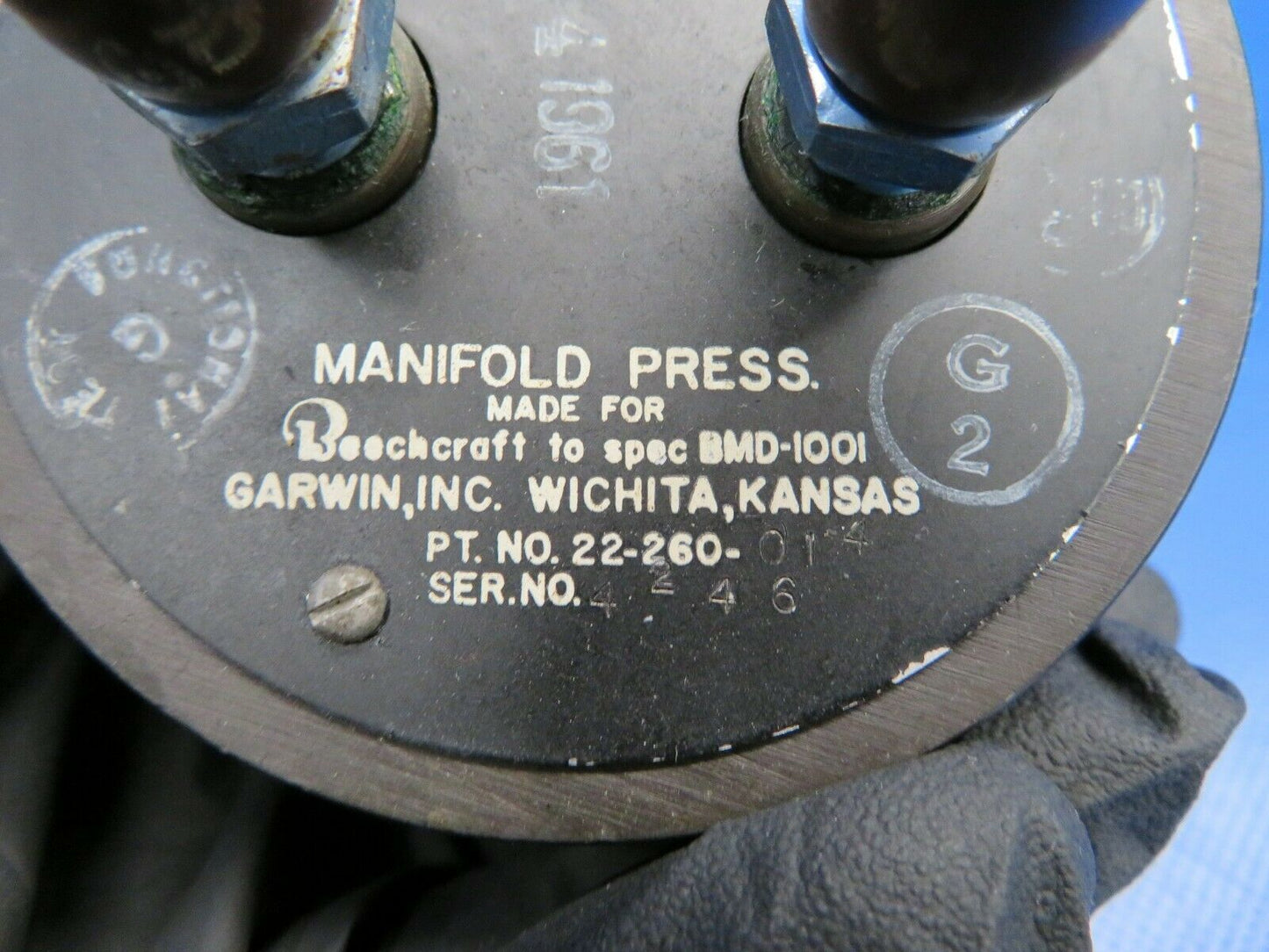Beech Baron 95-A55 Garwin Manifold Pressure Gauge 22-260-014 (0120-375)