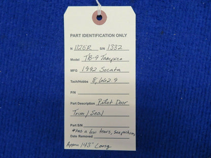 Socata TB-9 Pilot Door Trim / Seal, Length: Approx. 143" (0522-688)