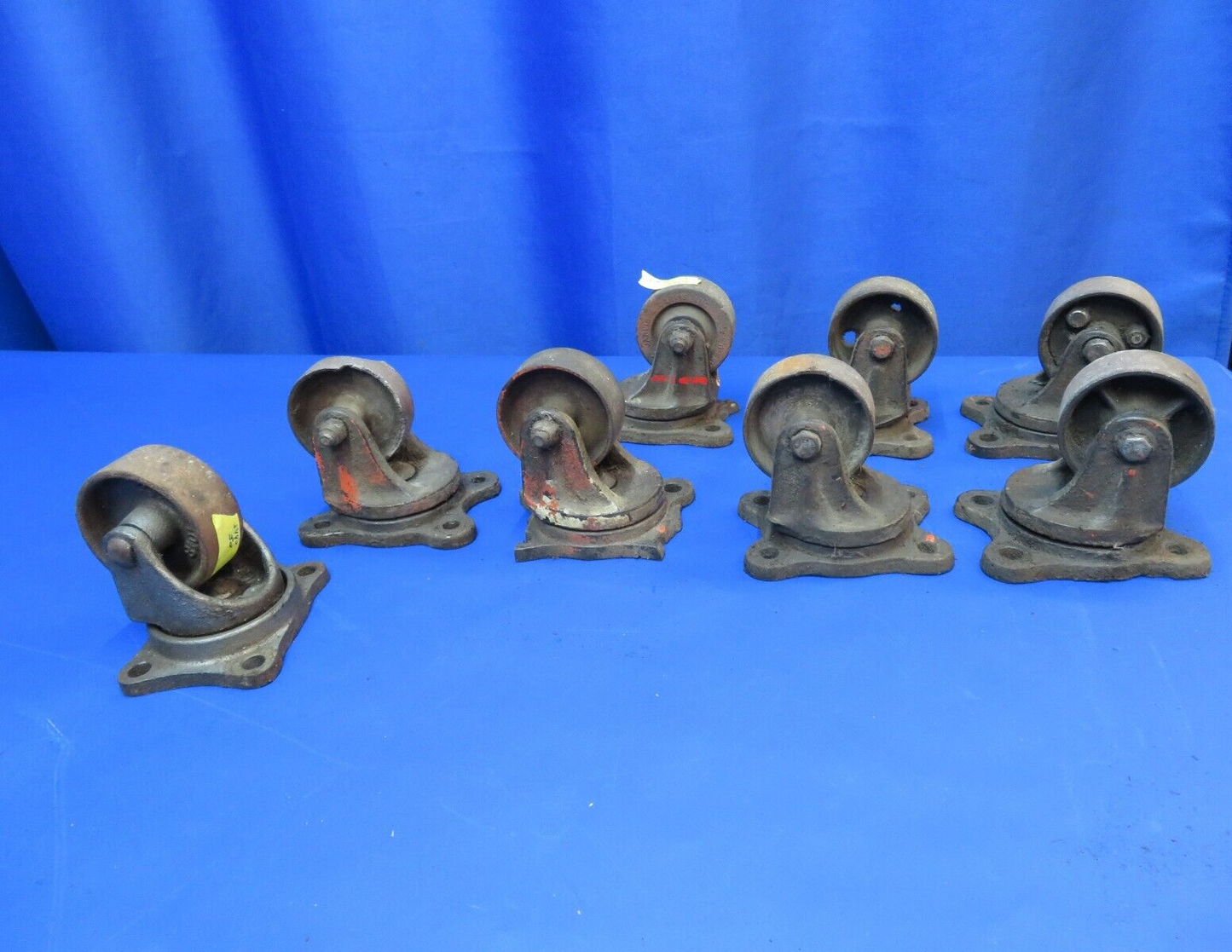 Vintage 3" Cast Iron Swivel Castors LOT OF 8 (0123-644)