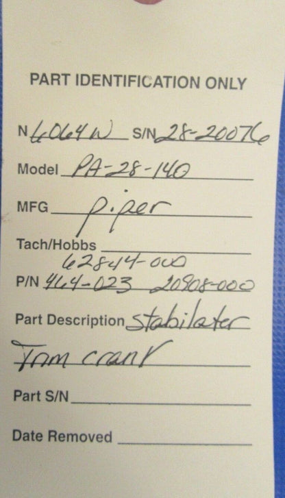 Piper PA-28-140 Cherokee Stabilator Trim Crank 464-023, 20908-000 (1018-185)