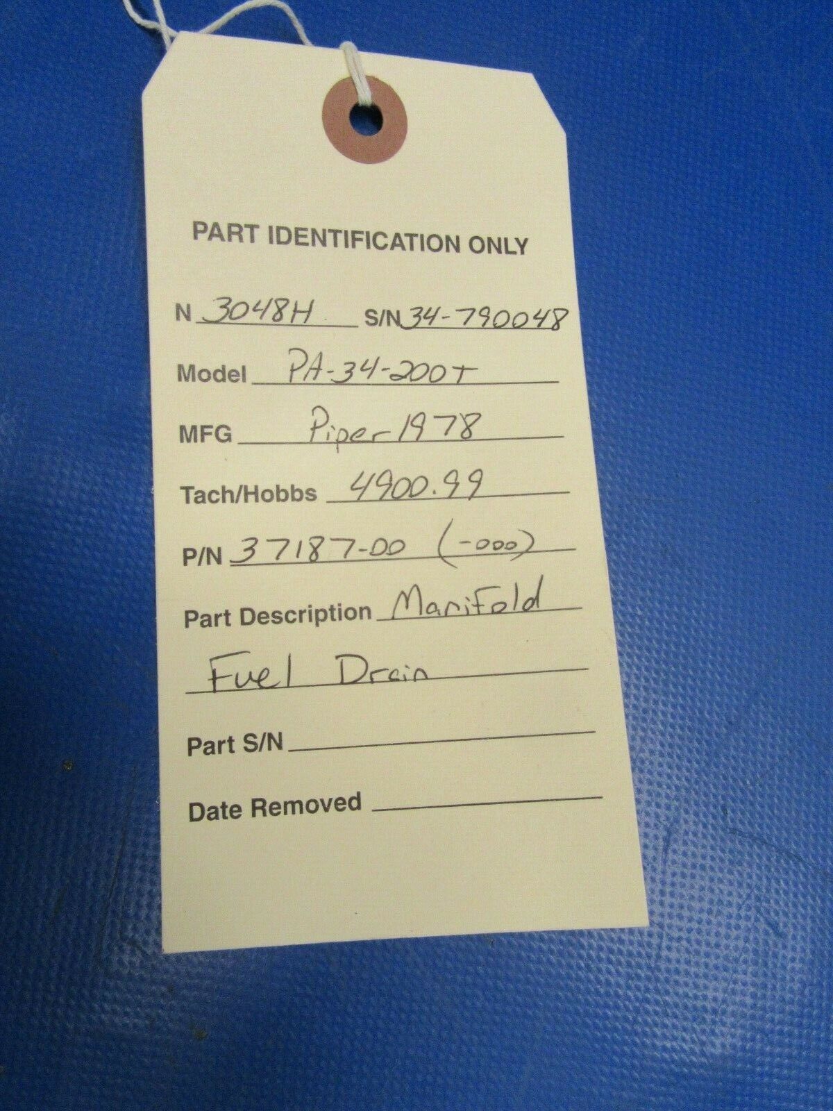 Piper PA-34-200T Seneca II Manifold Fuel Drain P/N 37187-00 (1119-198)